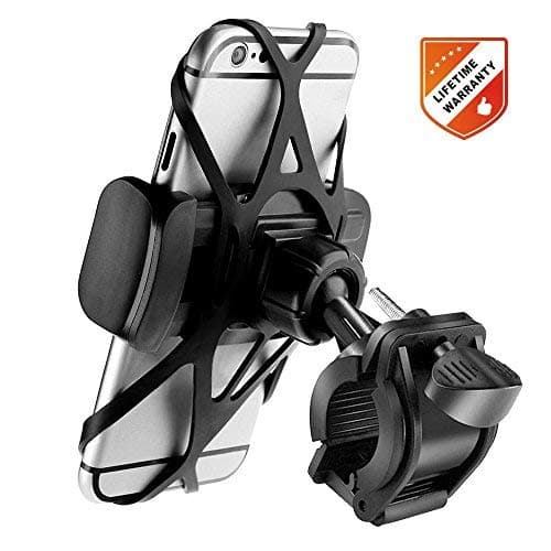 Bike Phone Mount Bicycle Holder, Universal Cell Phone Bicycle Rack Handlebar & Motorcycle Holder Cradle for Smartphone Phones Up to 3.5" Wide, Boating GPS