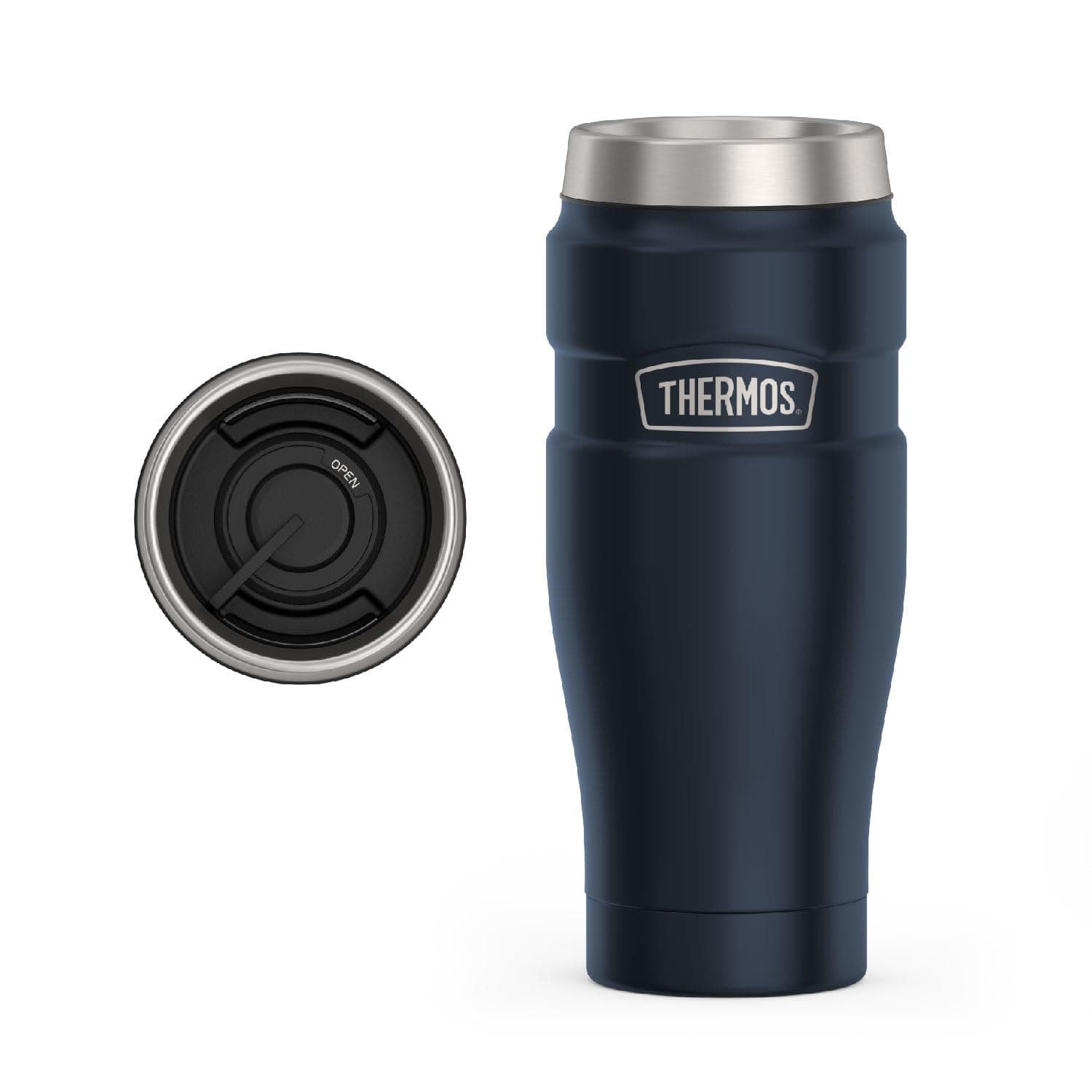 Thermos Stainless King Travel Tumbler, 1 Count (Pack of 1), Matte Blue