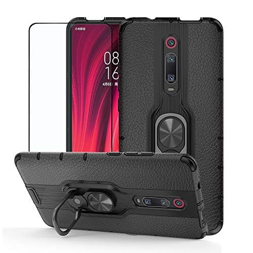 Strug for Xiaomi Mi 9T /Mi 9T Pro/Redmi K20 /Redmi k20 Pro Case,Heavy Duty Shockproof Kickstand Case Cover Compatible Magnetic Car Mount Ring with Tempered Glass Screen Protector(Black)