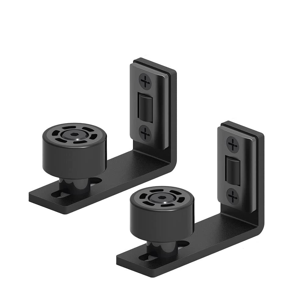 Sliding Barn Door Floor Guide Adjustable Wall Mount Flush Bottom Door Guides (2, Black)