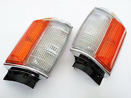 CHROME CORNER LIGHTS FITS TOYOTA HILUX 2WD LN50 MARK 4 1984-1988 85 86 87 ORANGE-CLEAR LENSES