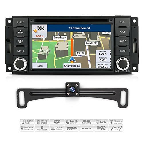 Aimtom Jeep Dodge Chrysler Indash GPS Navigation Display with Backup Camera 7" Touchscreen A2DP Head Unit SD Deck Receiver Multimedia Radio Player Infotainment System w/ Copyrighted iGo Primo Map