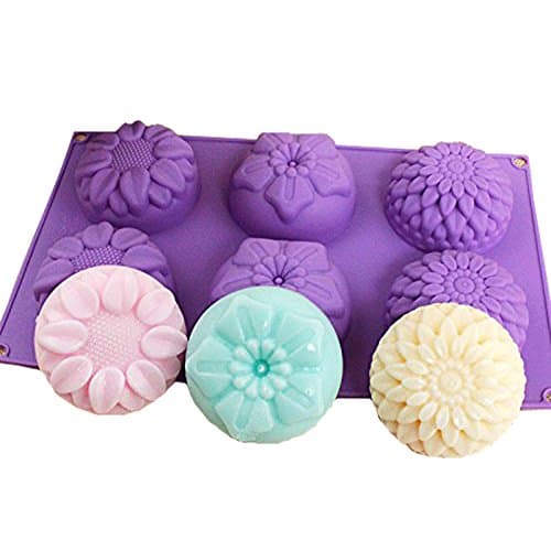 E2O Home Soap Moulds Silicone 6 Mixed Flower Shapes for DIY Soap Making