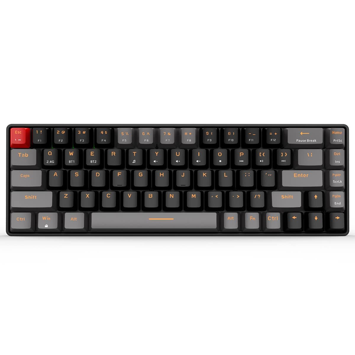 Qisan Mechanical Gaming Keyboard Dual Mode 2.4G/BT Wireless Keyboard with Brown Switch Mini Design (60% Keyboard) 68 Keys Computer Keyboard US Layout | Gaming Pc | Wireless Gaming Keyboard