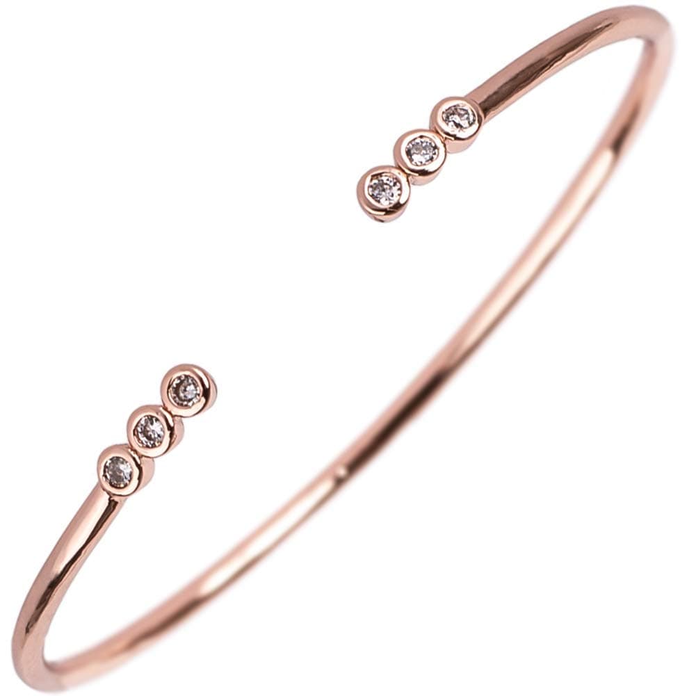 18K Gold Plated Bracelet/Rose Gold/Stainless Steel Silver | Minimalist Open Cuff Bangle Jewelry | Layering Gold Bracelets for Women | Stackable Rose Gold Bracelet