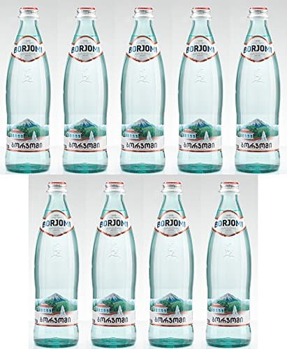 Mineral Carbonated Water Borjomi Sparkling Water in Glass Bottle, 0.33l [Pack of 9]