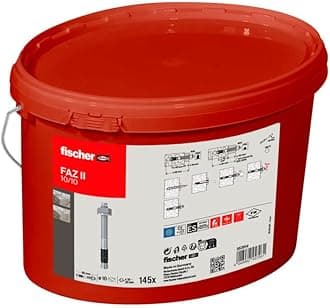 fischer 563914 Bolt Anchor GVZ in Bucket FAZ II, Silver, 10/10 Standard