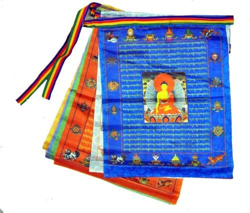 Satin Large Buddha Tibetan Buddhist Wind Horse Prayer Flags
