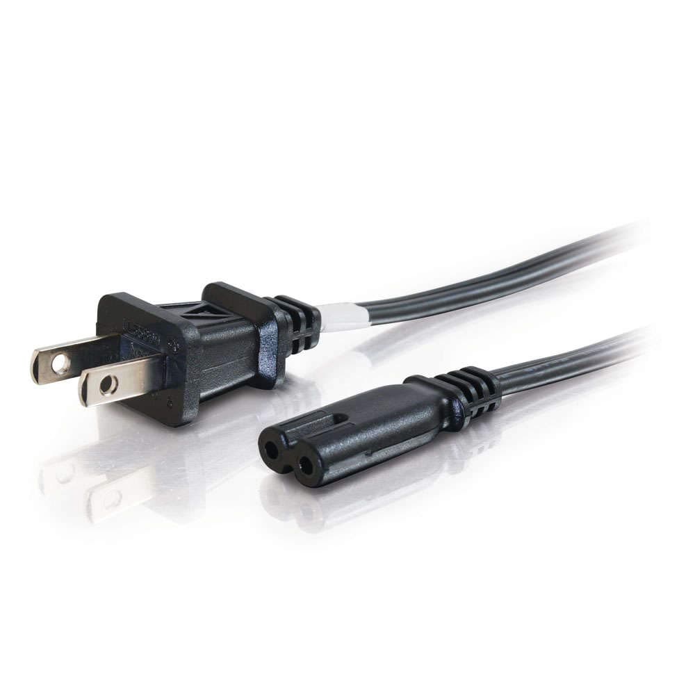 C2G/Cables to Go 27398 18 AWG 2-Slot Non-Polarized Power Cord (6 Feet, Black)