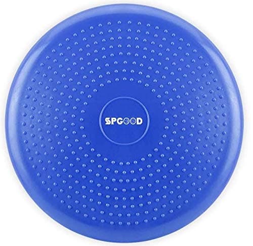 SPGOOD Balance Cushion 34cm with Pump Massage Mat Yoga Mat Inflatable Anti-Slip Stability Board for Fitness, Posture, Massage, etc. (Blue)