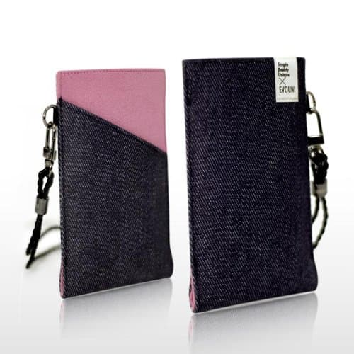 EVOUNI K14-1PK Twilled Denim Pouch for 4.8" Mobile (Pink)