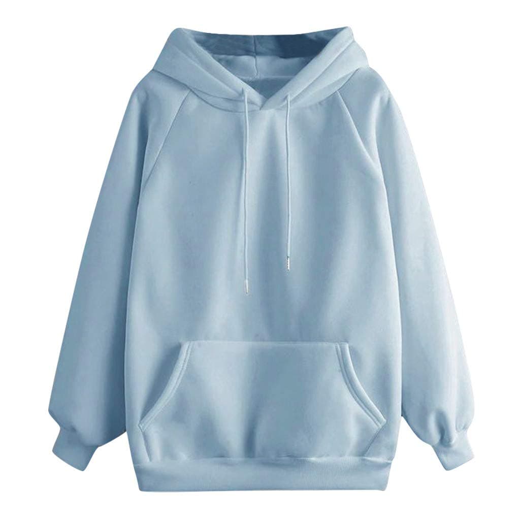 Women Hoodie Sweatshirt Fankle Sale Long Sleeve Drawstring Solid Tops Blouse Coat with Pockets