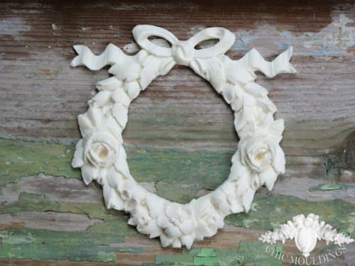 Shabby Chic Moulding Applique Laurel Garland Wreath Decorative Furniture Trim Embellishment Onlay