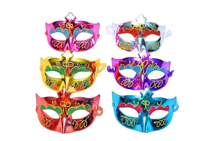 Party Colourful Super Saver Eye Mask for Halloween/Xmas Party,Birthday Party/Adult Party for Men and Women Masquerade Ball Mask (Pack of 6)