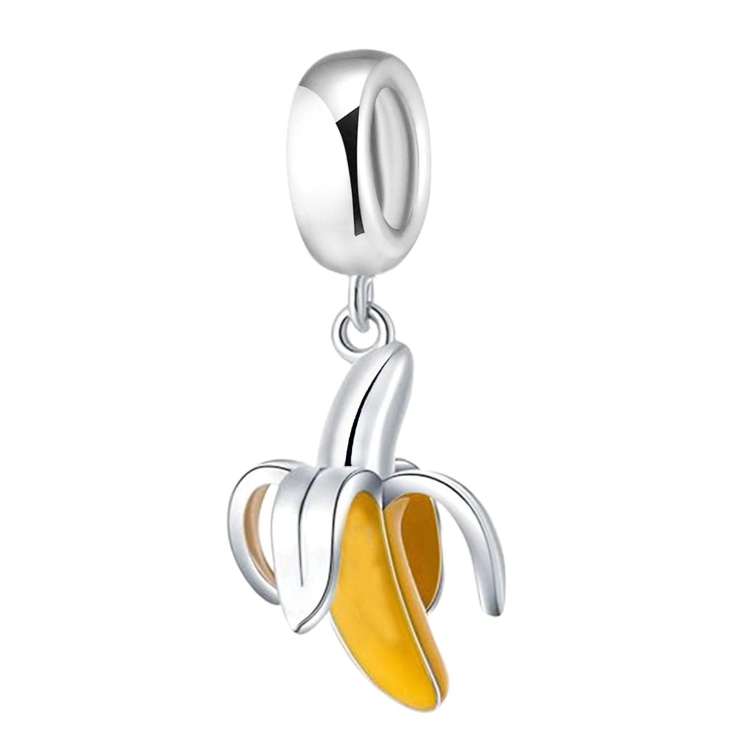 925 Sterling Silver Banana Charm Fruit Bead Love Lucky Pendant for Pandora Charm Bracelet Gift for Anniversary Birthday Christmas Day