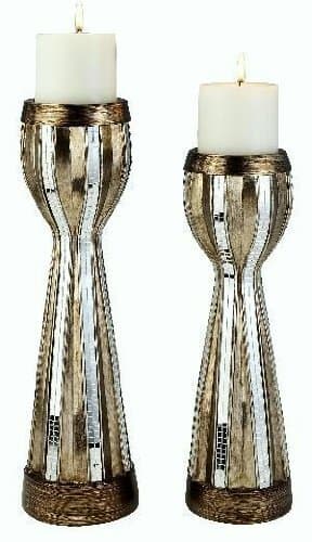 JUDY SHA Metalic Tiles Candleholder Set of 2
