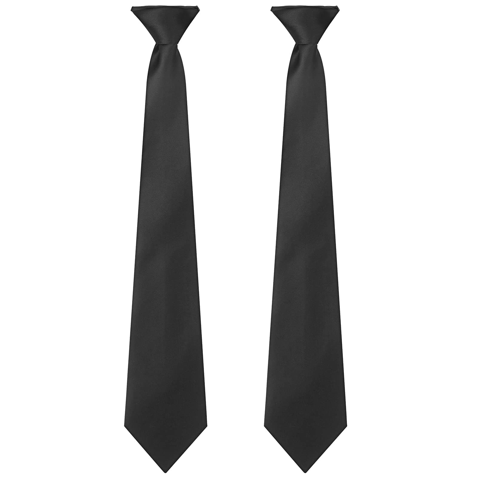2 Pieces Men's Clip on Ties 20 Inches Solid Color Clip on Ties Pre Tied Neckties for Office Uniforms