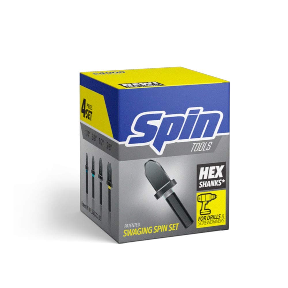 SPIN S4000 4-Piece Drill Bit Swaging Set, 1/4, 3/8, 1/2, & 5/8"