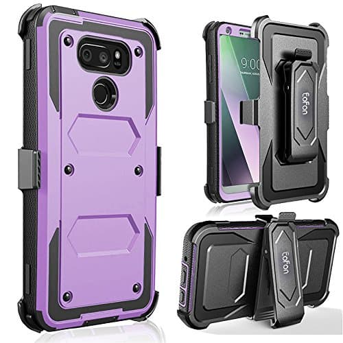 eofon LG V30 Cell Phone Case, Durable and Rugged Heavy Duty Case for The LG V30 Comes with Multi-Use Belt Clip(Purple)