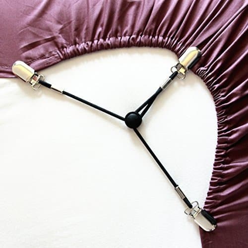 Jubliss 3-Way Heavy Duty Adjustable Bed Sheet Holders Fasteners Grippers Clips Suspenders Straps (Pack of 4, in Black)