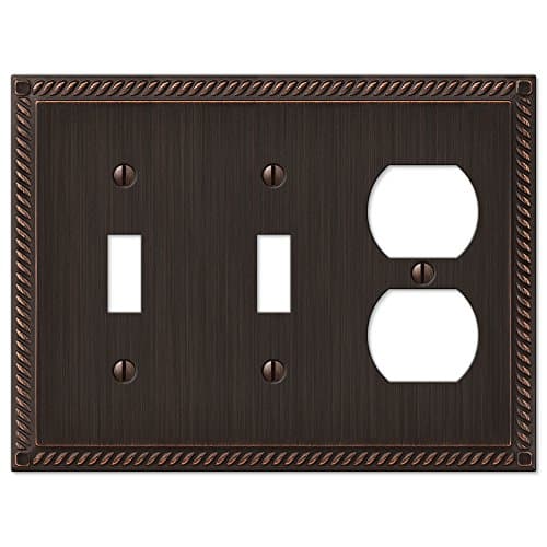 Amerelle 54TTDVB Georgian Double Toggle/Single Duplex Wallplate in Aged Bronze