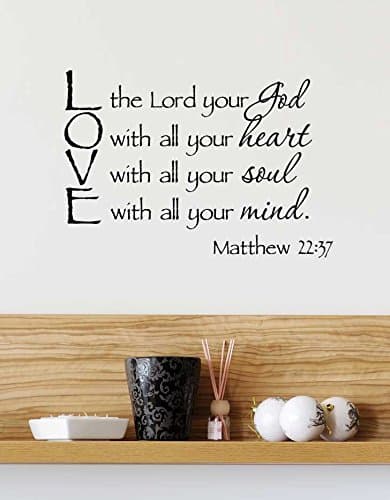 Ideogram Designs (23x16) Love The Lord Your God with All Your Heart with All Your Soul with All Your Mind Matthew 22:37. Vinyl Wall Decal Decor Quotes Sayings Inspirational Wall Art