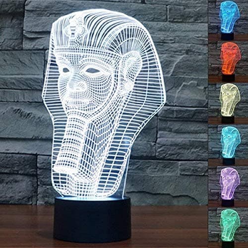 Egyptian Pharaoh Guard 3D Illusion Night Light Lamps, 7 Color Gradual Changing USB Table Desk Lamps Home Doce or Xmas Gifts