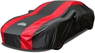 Full Exterior Car Cover Waterproof All Weather Outdoor Protection with Red Stripe Design,UV,Rain,Snow&Windproof, Scratch Resistant, Universal Fit for Sedan(188 to 193 inches)