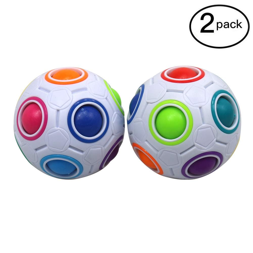 FC MXBB 2Pack Fidget Ball Cube Intelligence Rainbow Magic Cube 3D Puzzle Football Design Fidget Toys