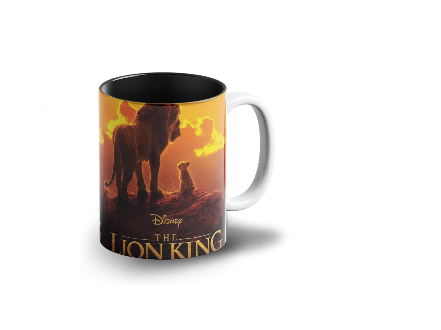 Prink The Lion King Poster Inner Black Coffee Mug with Print | Simba Coffee Mug | Lion King Movie Coffee Mugs | Gift for Kids |330ml,Microwave & Dishwasher Safe |