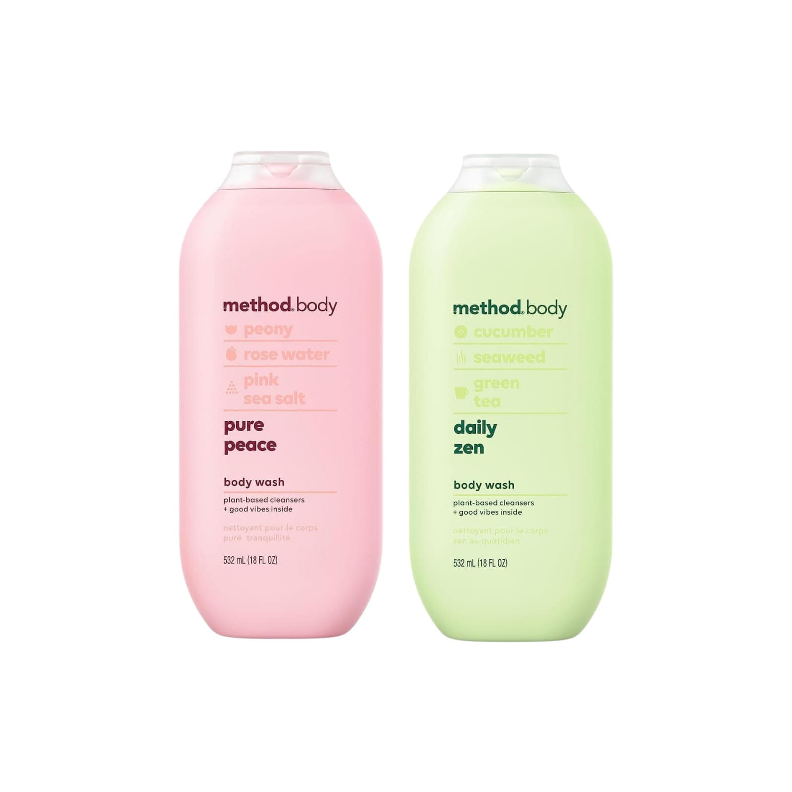 Body Body Wash - Deep Detox & Pure Peace - Set of 2 (Each 18 fl oz 532 ml)