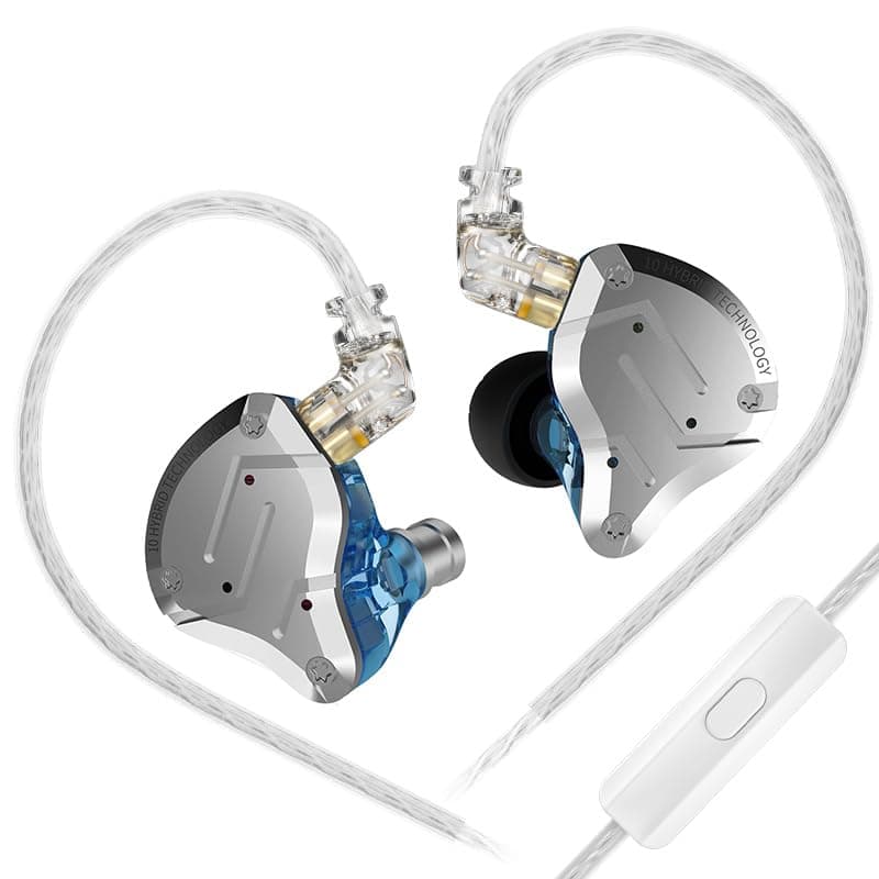KZ ZS10 Pro in Ear Monitor Headphone, Wired Gaming Earphones, KZ HiFi Earbuds Headphone with 4 Balanced Armatures and 1 Dynamic Drivers IEM Earphones for Drummer Musician (Blue with Mic)