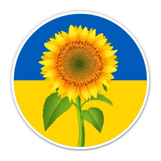 GT Graphics ExpressUkrainian Flag with Sunflower Support Ukraine Round - 3" Vinyl Sticker - for Car Laptop Water Bottle Phone - Waterproof Decal