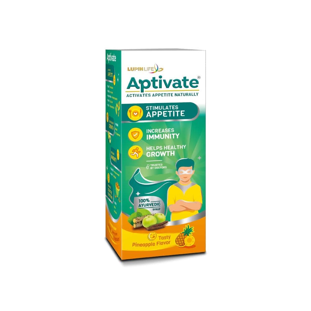 Aptivate 100% Ayurvedic Syrup - Appetite stimulant for children - helps Boost Immunity Naturally - (Pineapple flavour, 175ml)