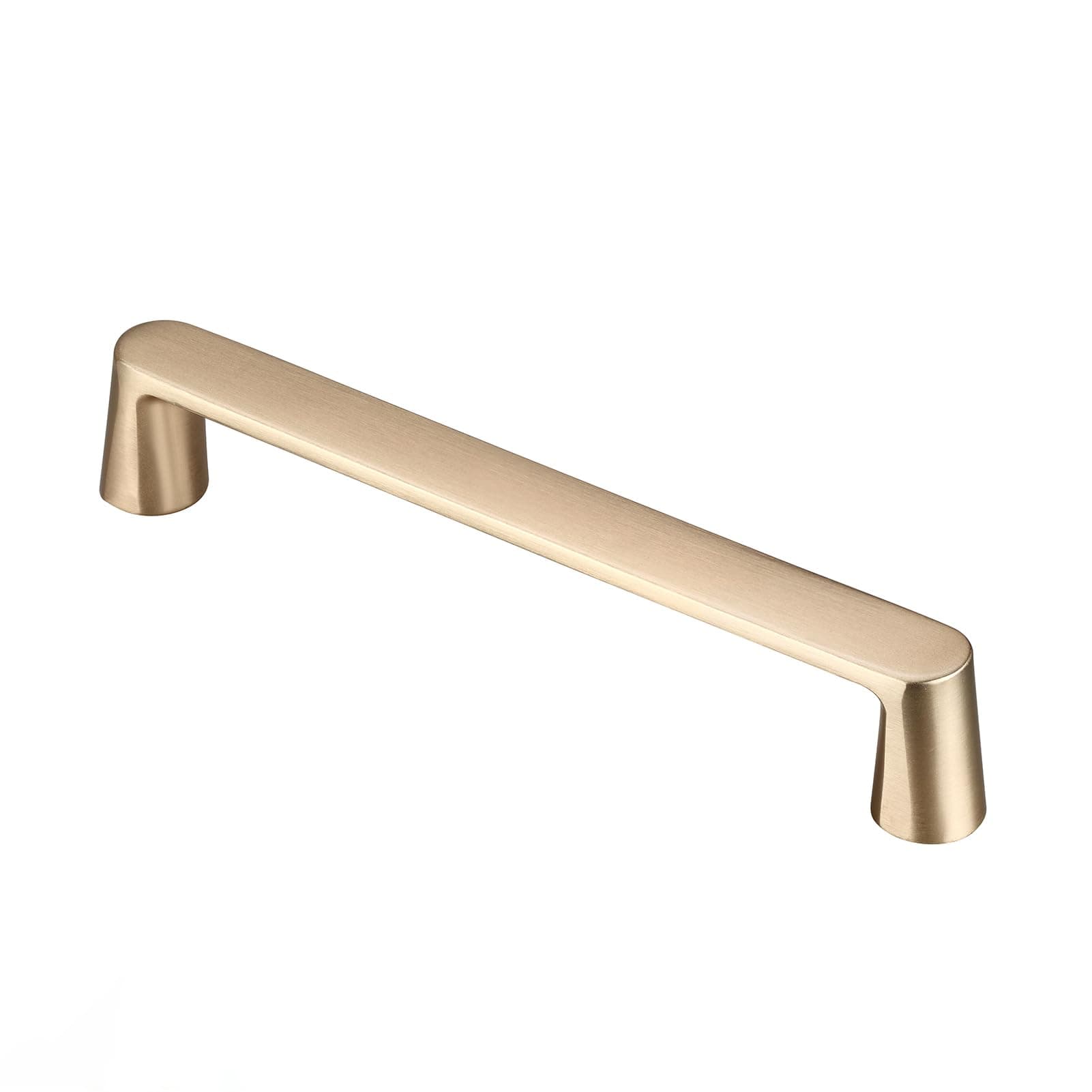 10 Pack Brushed Brass Cabinet Pulls - 3-3/4 Inch Hole Centers Gold Drawer Handles for Cabinets, Dresser and Cupboard