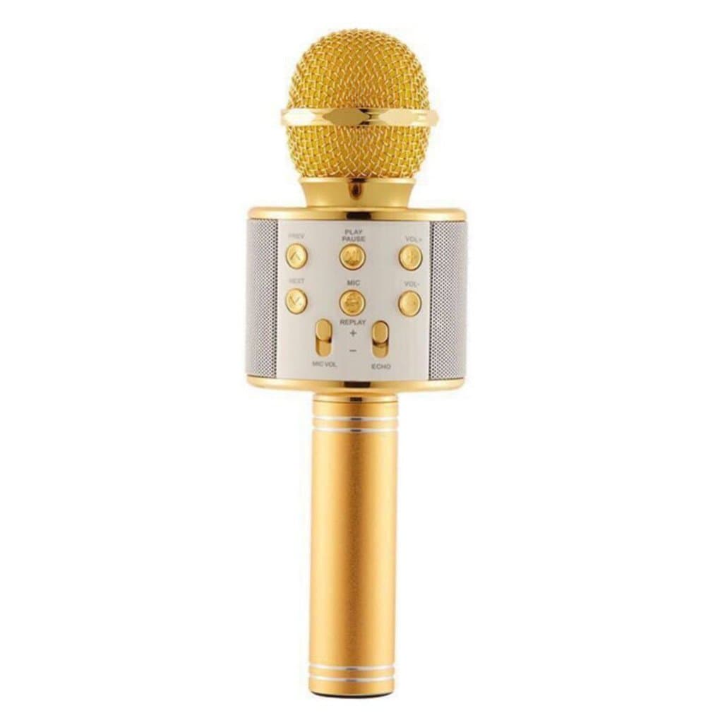 microphone WS-858 Wireless Bluetooth Karaoke Handheld USB KTV Player Bluetooth Mic Speaker Record Music Gold