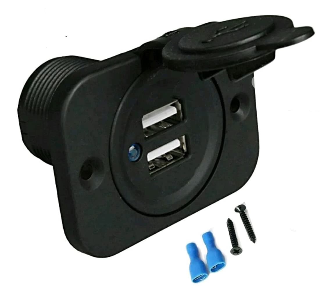 Sucre Auxiliary ® 12V/24V USB High Power Twin Dual Power Motorcycle Boat Car Cigarette Lighter Socket Plug