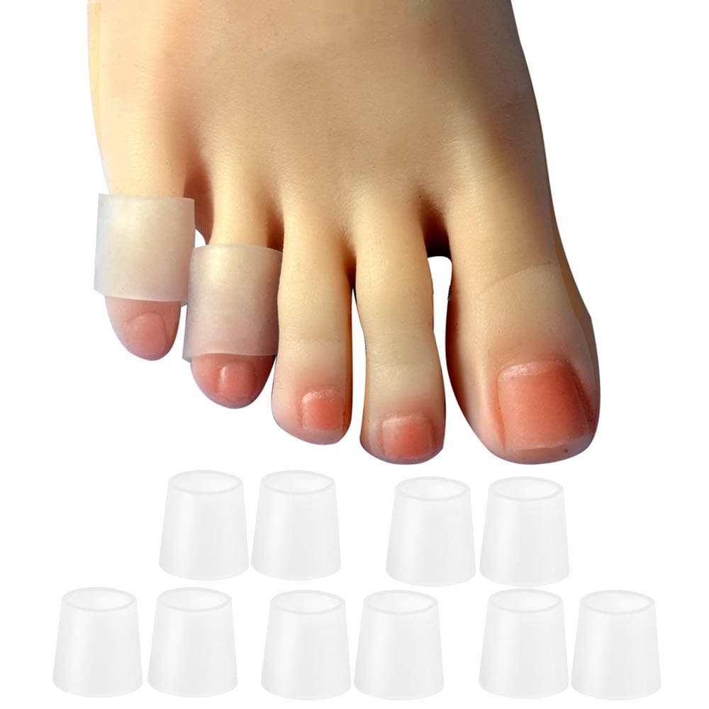 10 Pack Pinky Toe Sleeves Protectors, Toe Covers, Protect Toe from Rubbing, Ingrown Toenails, Corns, Blisters, Hammer Toes and Other Painful Toes Problems Translucent Colour