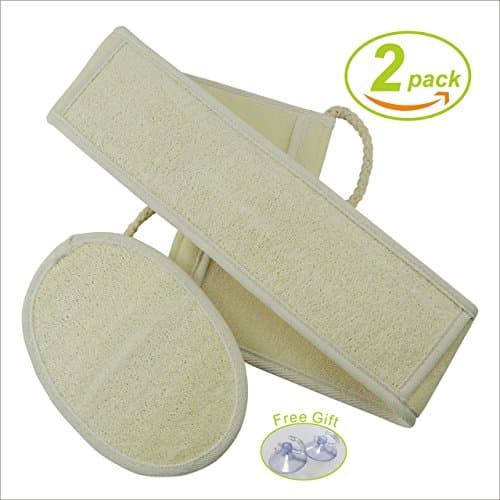 Loofah Sponge Pads, Sazet Natural Back Scrubber, Luffa Body Brushes,Exfoliating,Perfect for Bath or Kitchen, Large 26X3" Pack 2