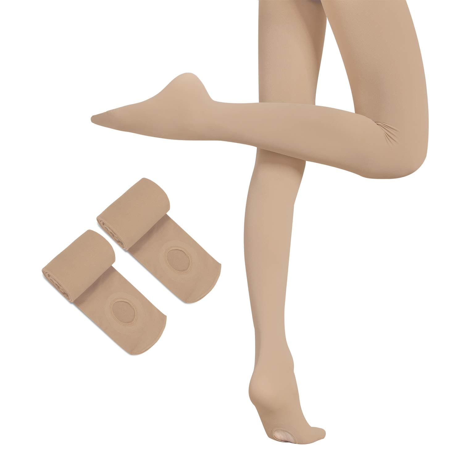 HETH Ballet Tights for Girls - Ultra Soft Dance Tights Convertible Pink Tight (Toddler / Kids)