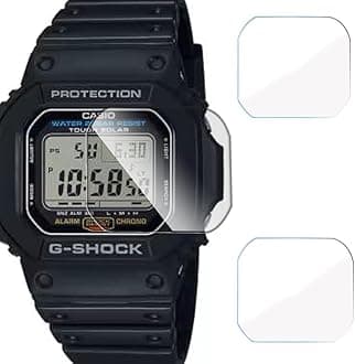 FCS smartwatch screen guard for Casio Watch | Pack of 3 | Edge to Edge Coverage | Ultrathin 0.125mm 9H anti shock flexible Watch screen protector TPU membrane (Casio G-Shock G-5600UE-1DR)