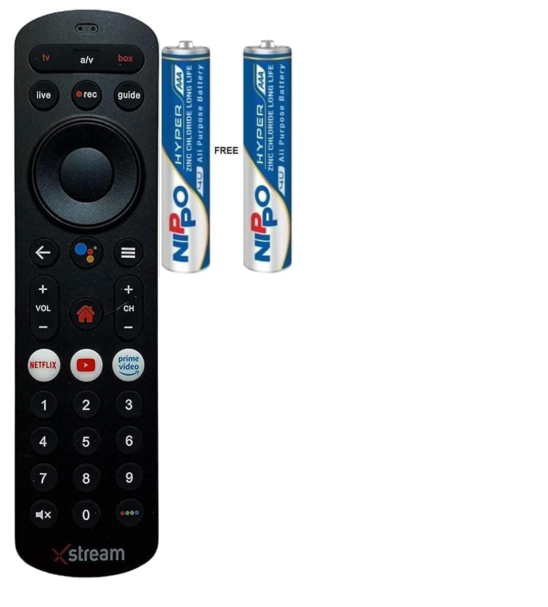 Airtel Xstream Remote Original Compatible Non-Voice (Come with 2 AAA Batteries), Black