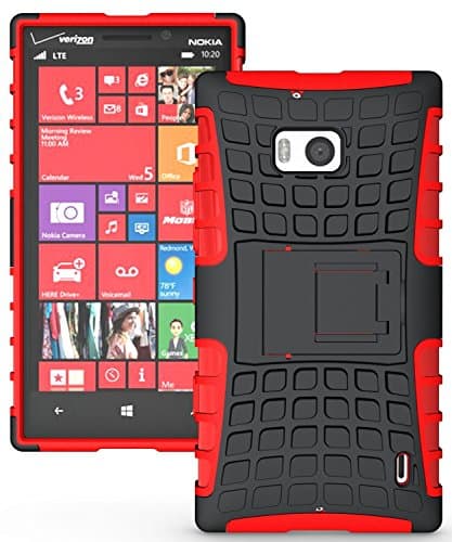 LEASUN Tough Rugged Dual Layer Protection Case Cover With Kickstand for Nokia Lumia 930 / Nokia Lumia Icon (929) -Red