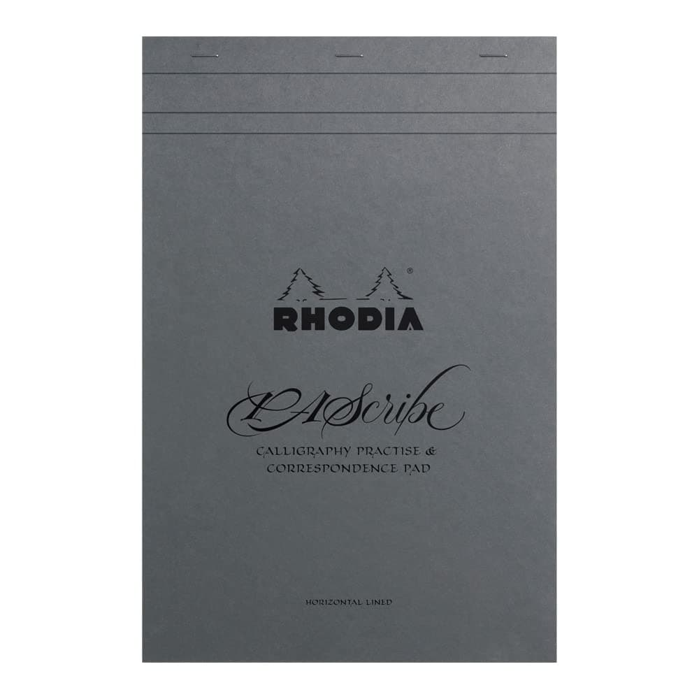 Rhodia Pascribe Maya Calligraphy Stapled Pad, A4+, Lined, 60 Detachable Sheets, 120g (Gray)