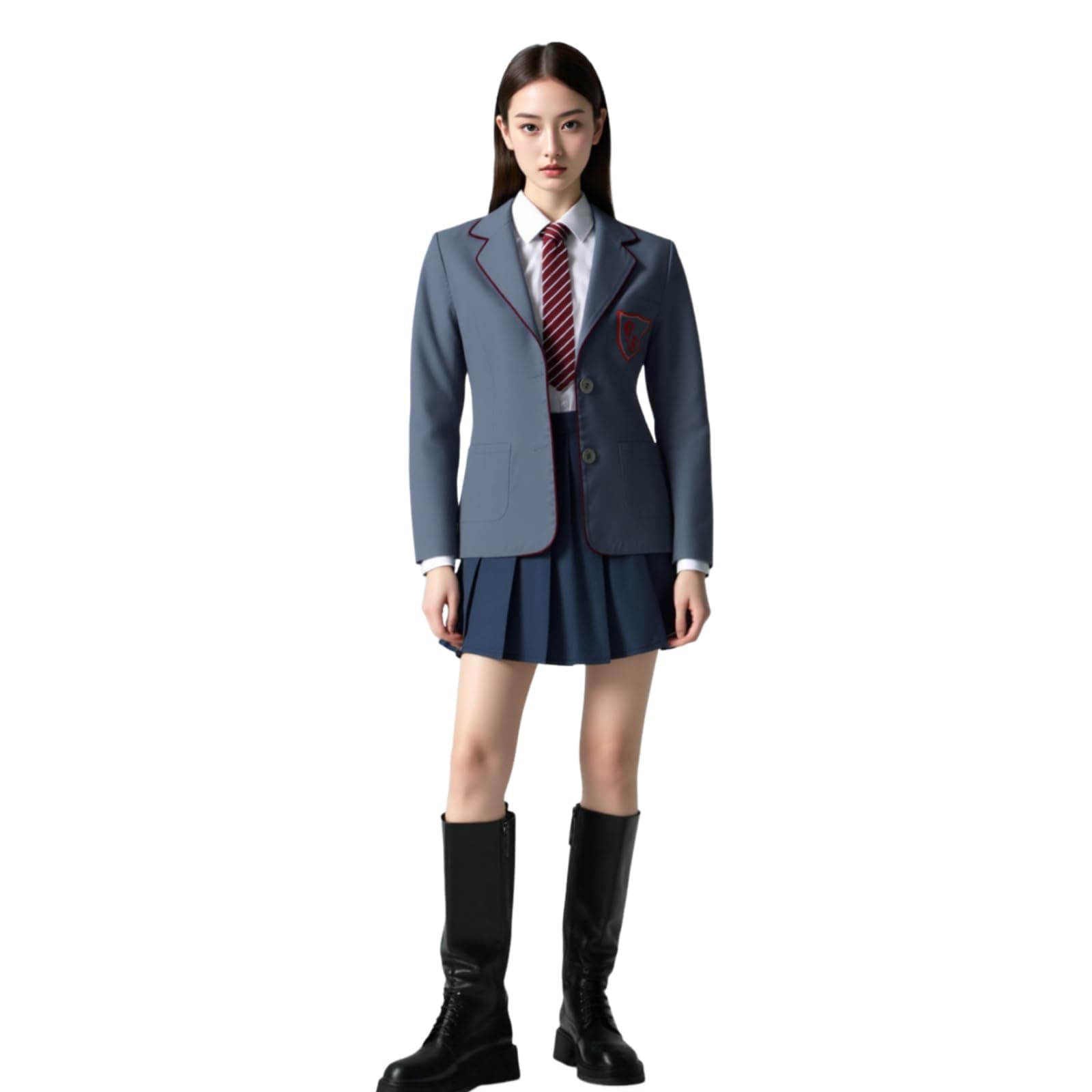 AwwwCos Matilda Musical Cosplay Costume Grey School Dress Girl Skirt Uniform Outfit Halloween Party Tie for Women
