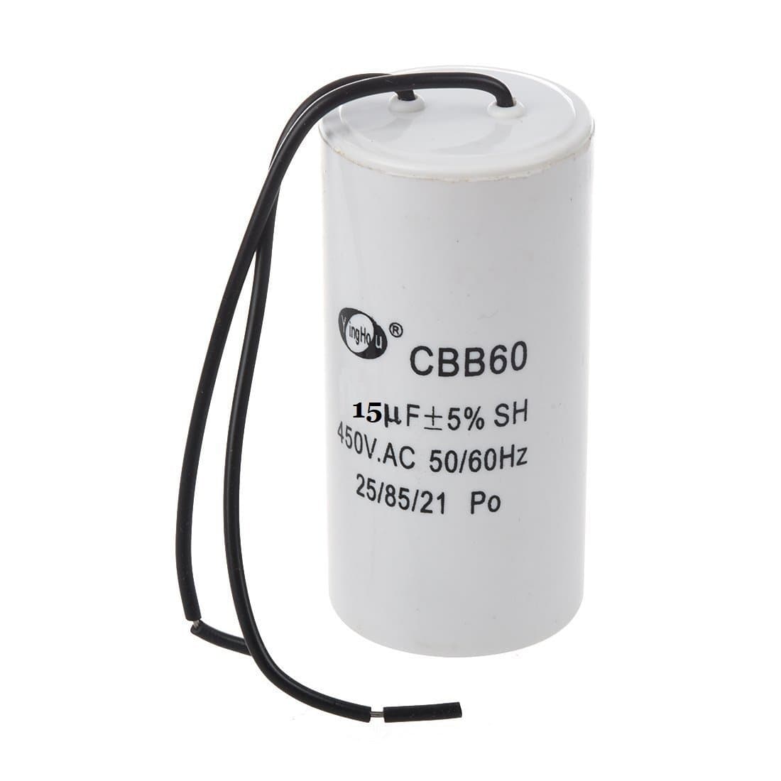 CBB60 Motor AC 450V 15uF Running Capacitor w 2 Lead Wires US Ship