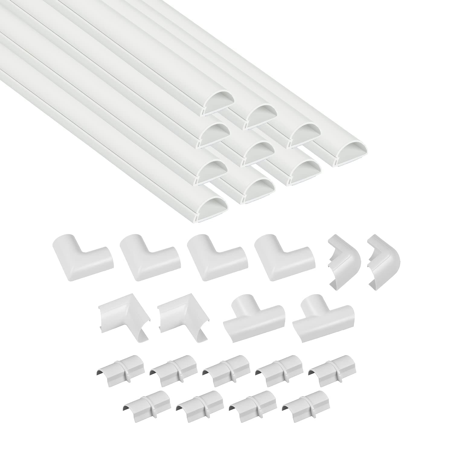 D-Line White Mini Trunking Kit, 4-Meter Self-Adhesive Wire Hider, Cable Management to Hide Wires on Wall, Cable Tidy Solution - 10x 40cm Lengths and Accessories - 30mm (W) x 15mm (H)