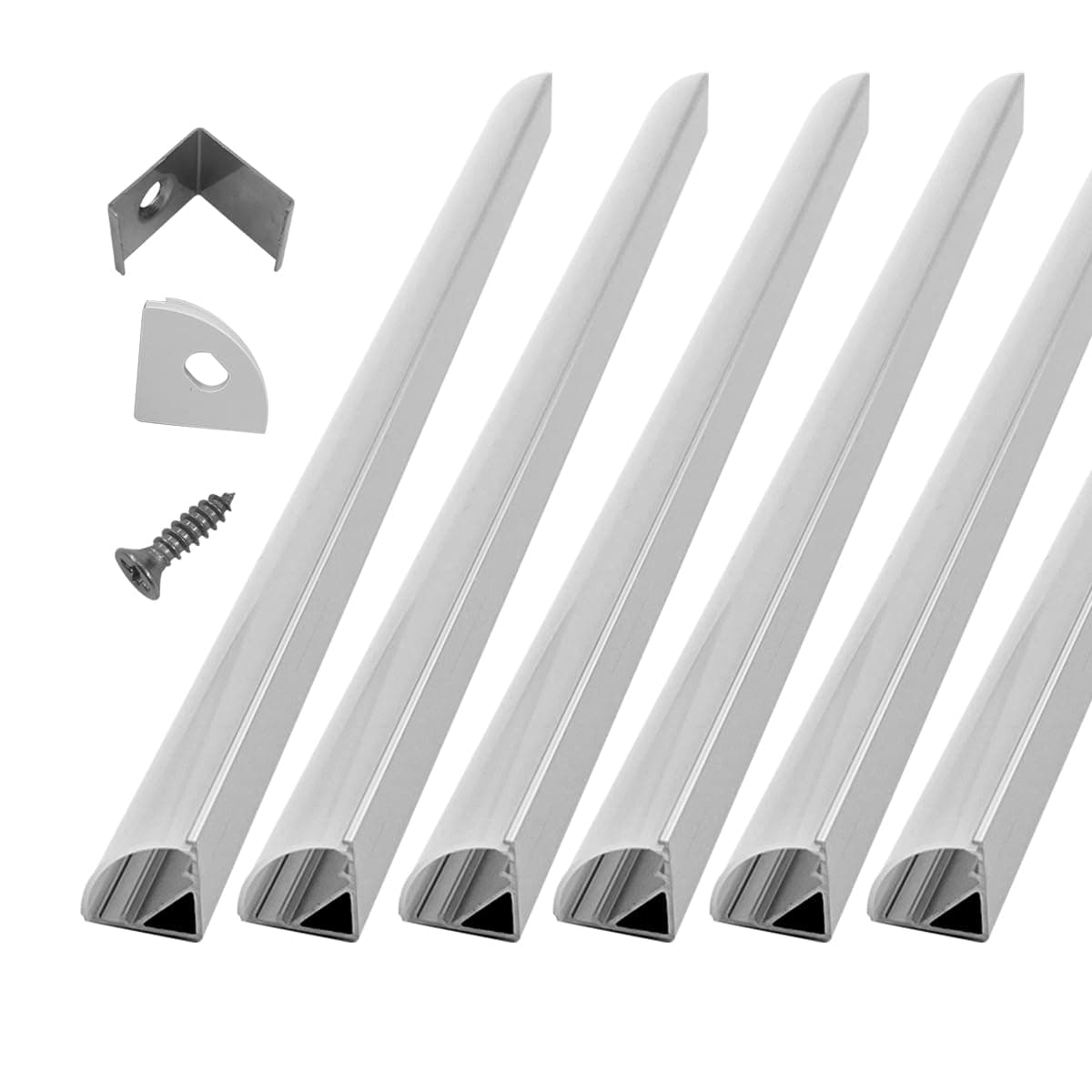 HAMRVL 6-Pack 1ft/30cm 16x16mm Led Aluminum Channel System with Cover V Shape, Led Strip Light Diffuser Track with White End Caps and Mounting Clips Accessories,Aluminum Profile for Led Strip Lights