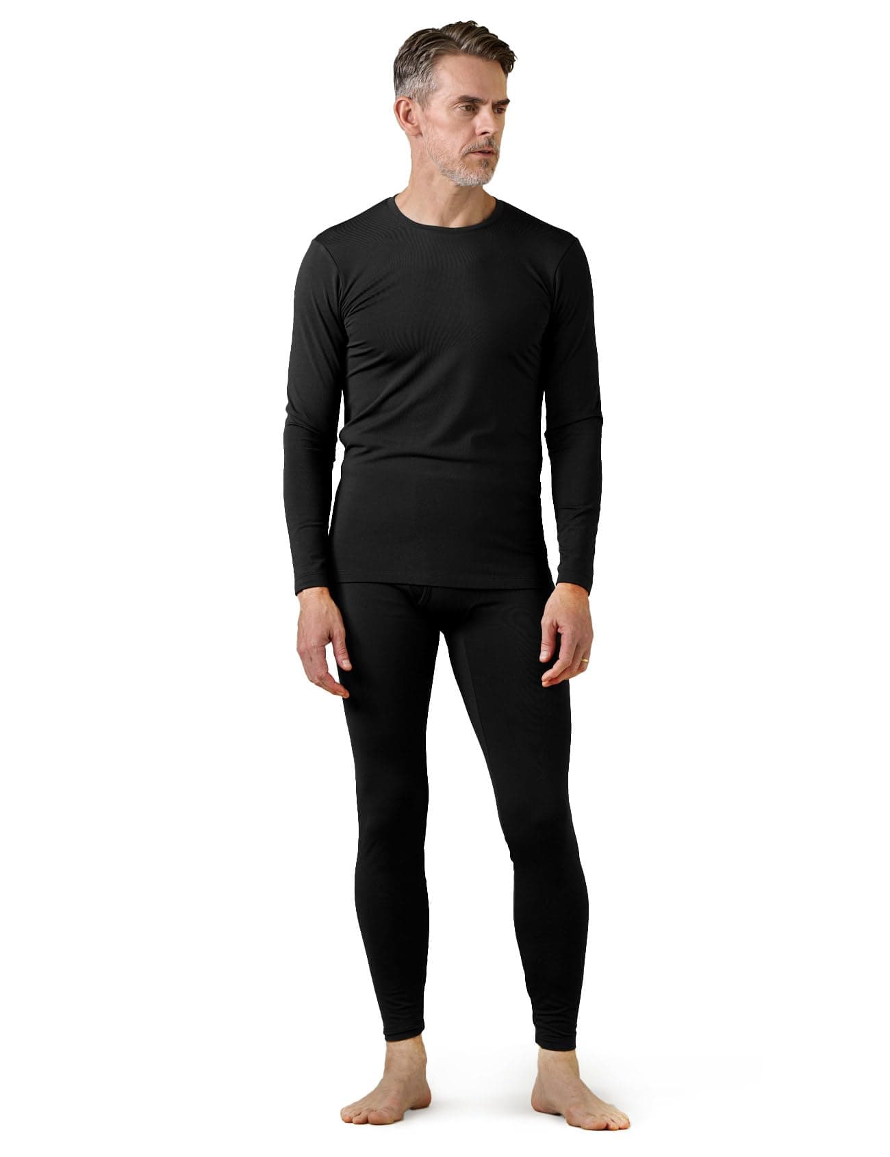 Men's Fleece Lined Thermal Underwear Set, Light/Mid/Heavyweight Warm Long Sleeve Long Johns Top and Bottom, Base Layer Set M11/M57/M24