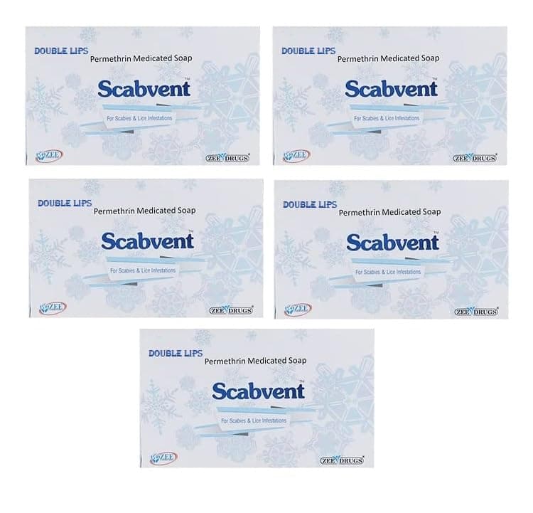 Scabvent Medicated Soap 75g (Pack of 5) For Scabies & Lice Infestations